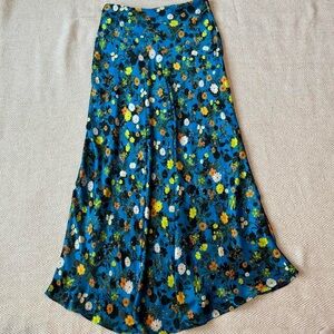 Zara Blue and yellow floral print Skirt